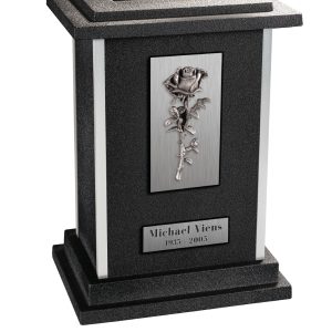 JA 259420 Urne en aluminium noir avec ornement de rose